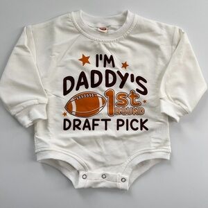 White Baby Onesie with Football Print